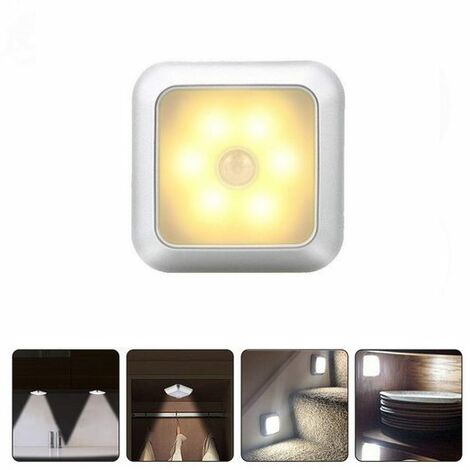 LED-Nachtlicht, Schrankleuchten, Körpersensorlicht, verwendet für Flure/Schränke/Nachttisch, Silber, Warmes Licht, KINSI