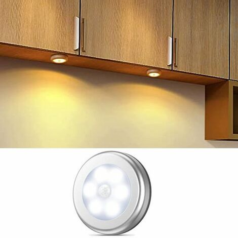 LED-Nachtlicht, Schrankleuchten, Körpersensorlicht, verwendet für Flure/Schränke/Nachttisch, Silber, Weißes Licht, KINSI