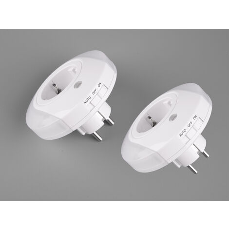 LED Nachtlichter 2er SET Plug-in mit Steckdose & Dämmerungssensor - Ø 9cm