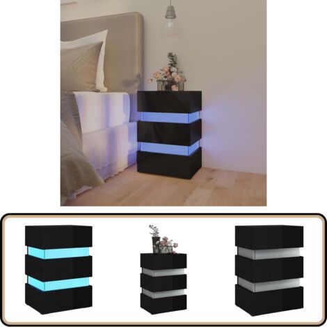 LED-Nachttisch Hochglanz-Schwarz 45x35x67 cm Holzwerkstoff - LED-Nachttisch - Nachttisch Schwarz - Holzwerkstoff Tisch - Wohnzimmer Deko - Schlafzimmereinrichtung