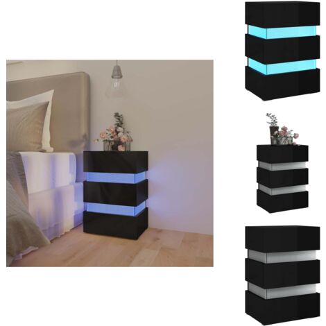LED-Nachttisch Hochglanz-Schwarz 45x35x67 cm Holzwerkstoff - LED-Nachttisch - Nachttisch Schwarz - Holzwerkstoff Tisch - Wohnzimmer Deko - Schlafzimmereinrichtung