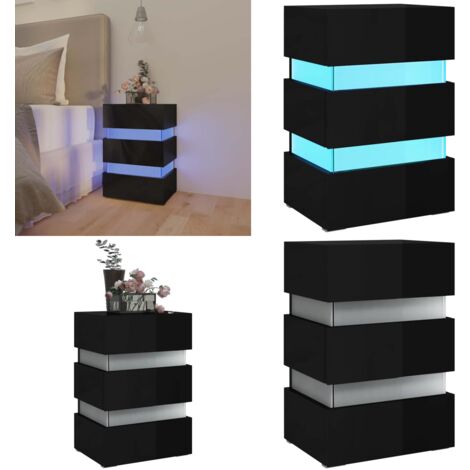LED-Nachttisch Hochglanz-Schwarz 45x35x67 cm Holzwerkstoff - LED-Nachttisch - Nachttisch Schwarz - Holzwerkstoff Tisch - Wohnzimmer Deko - Schlafzimmereinrichtung - Home & Living