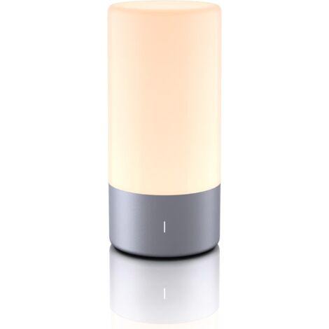 LED-Nachttischlampe, berührungsempfindliches Nachtlicht mit einstellbarer Helligkeit, warmweiß, 256 RGB-Farben, berührungsempfindliche Tischlampe, Leselampe fürs Schlafzimmer – Grau