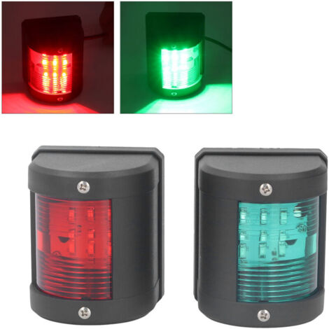 LED Navigation Light PC Starboard Green Port Red 112.5° 2NM Marine Boat Light 12V 24VDC 2 Pieces, for Bow and Stern Lights