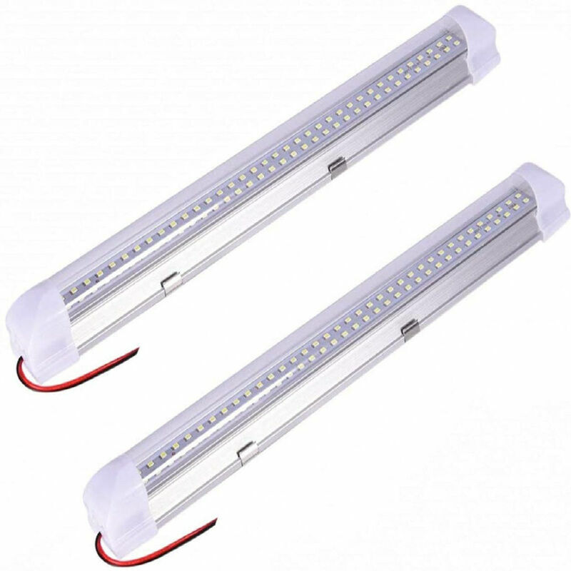 Led Néon - 72 led pour l'Intérieur de Voiture - 12V - 5W - avec Interrupteur Marche/Arrêt - Pour Camion, Camping-Car, Bateau - 1 Bande, Blanc (Lot de