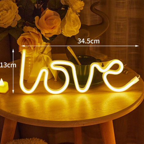 LED-Neon-Liebesschild mit PS-Platte und Acrylständer, batteriebetrieben, warmweiß, ideal für einen Heiratsantrag oder eine Liebeserklärung.