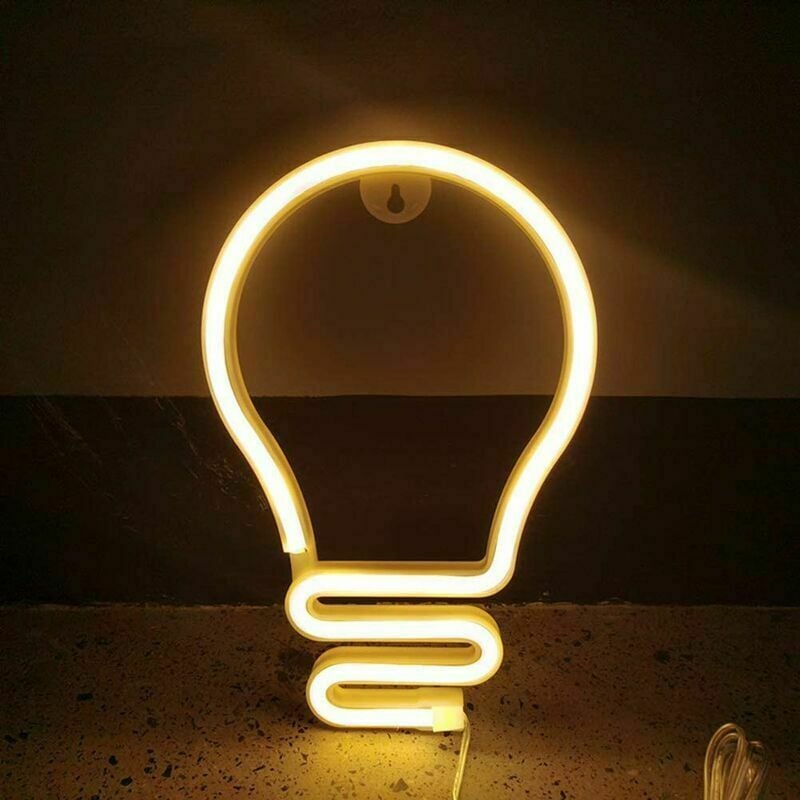 Hoopzi - led Neon Light Bulb Shape Neon Light Sign USB/Battery Operated Neon Night Light Colorful led Neon Lamp Wall Decoration for Home Bar Wedding