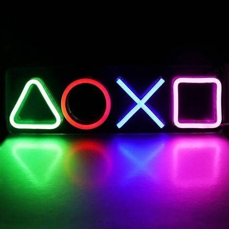 LTS FAFA LED Neon Light Playstation Icons Light 4 Couleur USB Night Light Ambiance Lampe Décoration