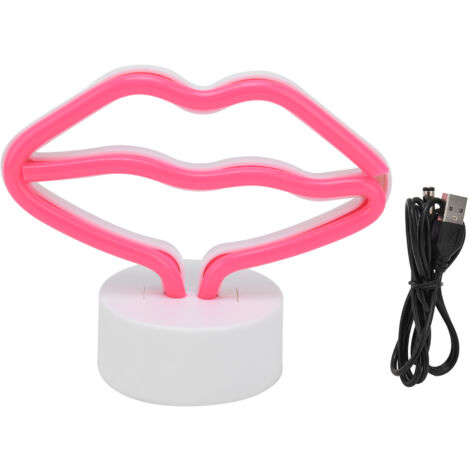 LED-Neon-Lippenschild mit Ständer, USB-betrieben, Neonlampe für Babyzimmer oder Partys