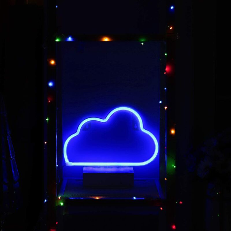 LED Neon Signs Blue Cloud Wall Decorative Night Light for Kids Bedroom Battery and USB Powered Home Decor Neon Light Birthday Gift