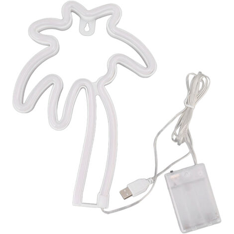 LED-Neonlampe – Weihnachtsbaum-Wandleuchte mit grünen Blättern und warmem Stamm, PVC und ABS, 26,5 cm x 19 cm, USB- oder 3 AA-Batteriebetrieb, Wippschalter