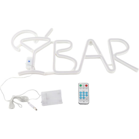 LED-Neonleuchte  PVC-Buchstaben „BAR“  56 x 24 cm, pink  Dimmbar mit USB-/AA-Batterie-Fernbedienung