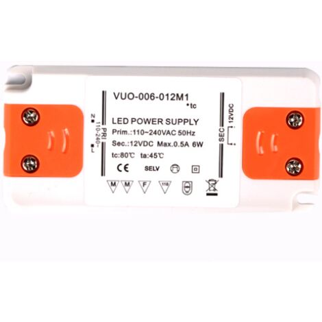 LED-Netzteiltransformator – 6 W, 12 V DC, 0,25 A – Konstantspannung für LED-Streifen und G4-, MR11- und MR16-LED-Lampen