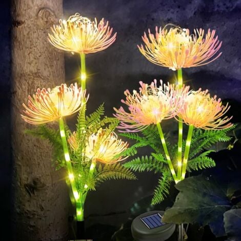 REDROAD LED new solar flower lawn lamp, outdoor LED simulation flower street lamp, courtyard decorative lawn lamp (2 pieces)