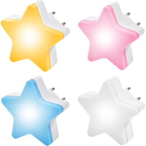 LED Night Light for Kids, 4 Pack Night Light with Auto Light Sensor, Plug and Play Night Light for Bedroom, Hallway, Stairs, Garage, Decorative Gift (Pentagram)