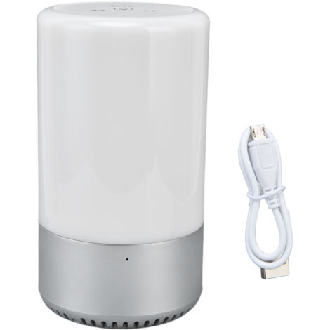LED Night Light Smart Touch Lamp RGB Colorful 2.4GHZ Wireless Bluetooth Speaker Table LampSilver