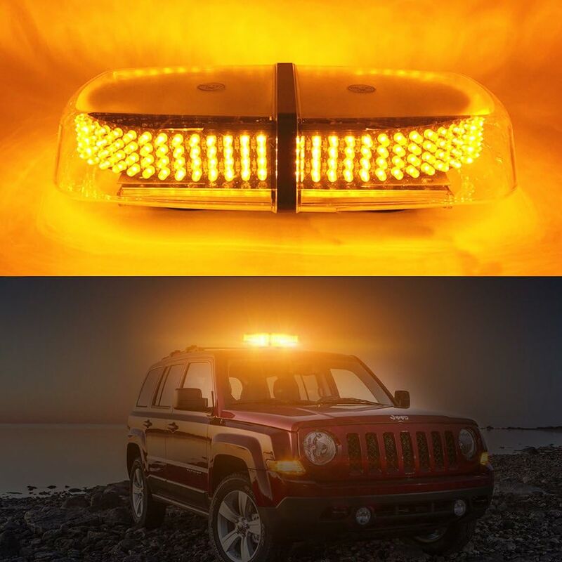 XVX - led Orange Lampe Stroboscopique Feux de Pénétration 240 led Flash Clignotant Magnétique avec 7 modes de flash Utiliser pour Eclairage Extérieur