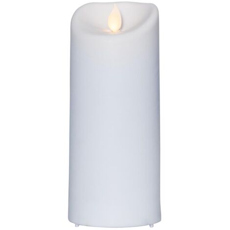 LED Outdoor-Kerze ,M-Twinkle' in weiß, Batterie + Timer, Flacker-Effekt, H 17,5cm, Ø 7,5cm
