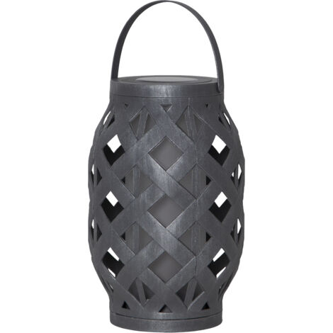 LED Outdoor-Laterne ,Flame Lantern', Batterie und Timer, grau, 23cm, Ø 15cm