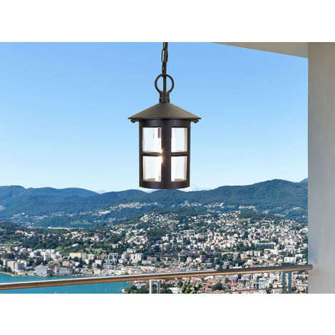 LED Outdoor Pendelleuchte aus Alu im Landhausstil, Schwarz Ø15cm
