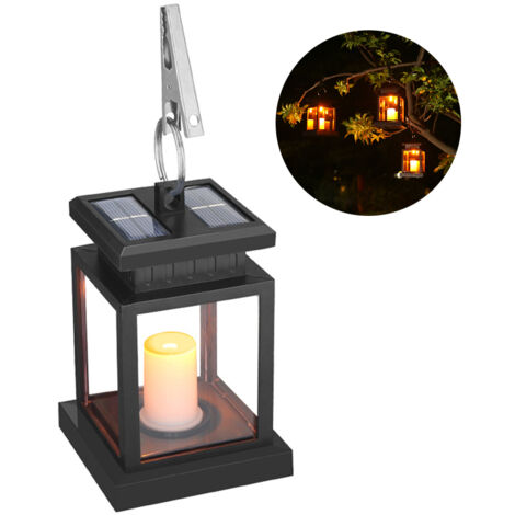 LED Outdoor Solar Lantern Garden Hanging Solar Lamp with Decorative Candle Solar Lamps Waterproof Decorative Lights