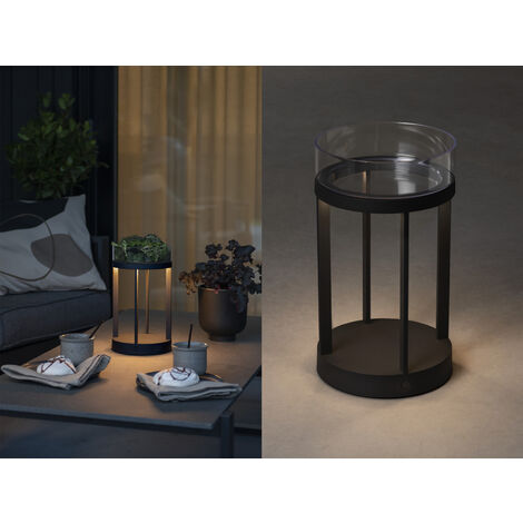 LED Outdoor Tischlaterne CHIETI per USB aufladbar, Schwarz Höhe 25cm