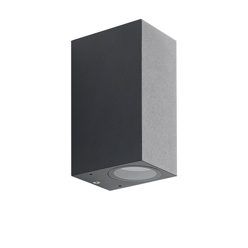 Outdoor Wall Light Fijona dimmable (modern) in Black made of Aluminium (2 light sources, GU10) from ELC dark grey