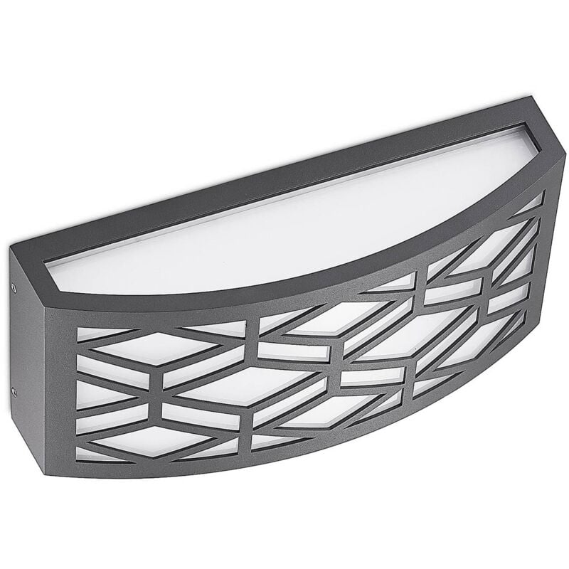 Lindby - Outdoor Wall Light Jakari (modern) in Black made of Aluminium (1 light source,) from dark grey (ral 7016), white