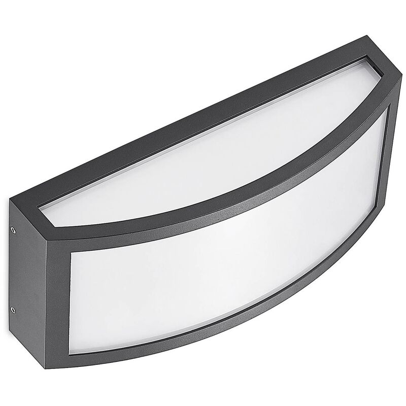 Outdoor Wall Light Jakari (modern) in Black made of Aluminium (1 light source,) from Lindby - dark grey (RAL 7016), white