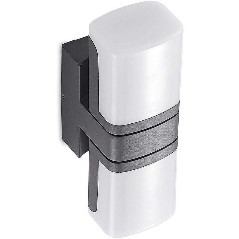 Lindby - Outdoor Wall Light Jasiah (modern) in Black made of Aluminium (2 light sources,) from dark grey (ral 7016), white
