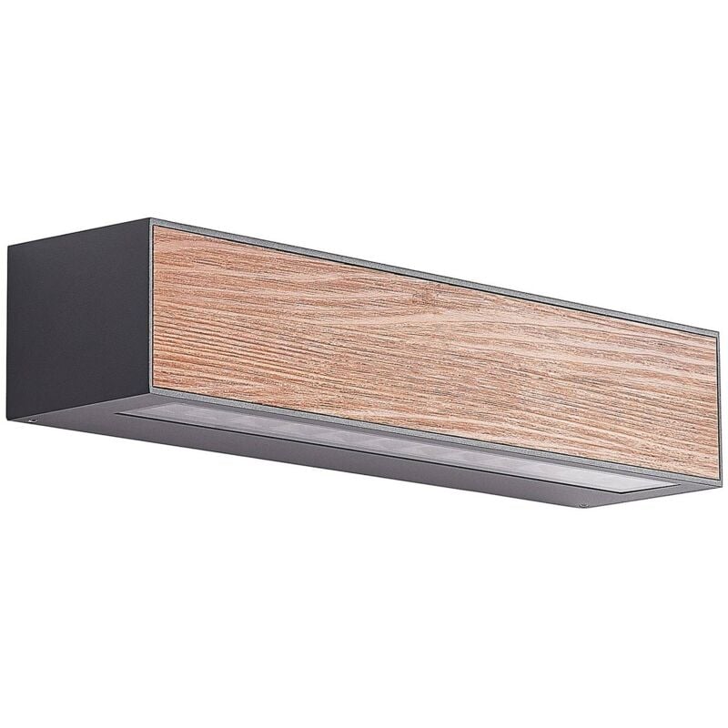 Outdoor Wall Light Miraz (modern) in Brown made of Aluminium (1 light source,) from Arcchio dark wood, transparent