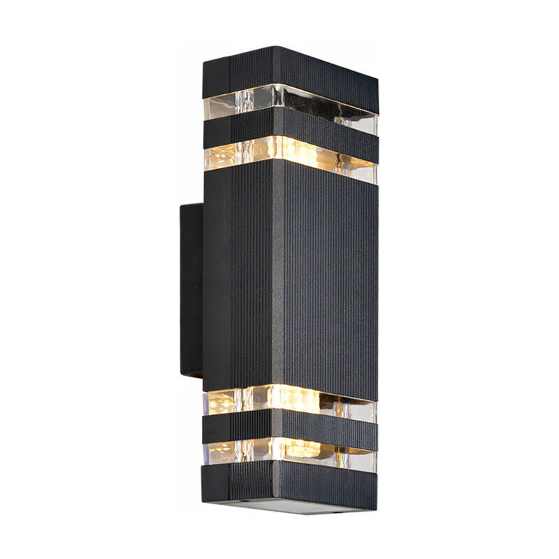 Led Outdoor Wall Light, Outdoor Waterproof Up and Down Porch Wall Light - Rectangular, Black