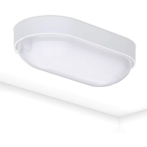 LED Ovalleuchte 9W Kellerlampe IP65 neutralweiß 4000K weiß Außenlampe 800 Lumen - weiß