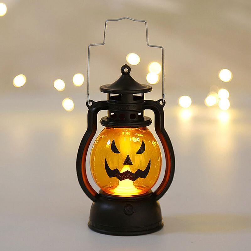 

LED P-umpkin Design Luz nocturna al lado de la lampara Portatil Funciona con celdas Blanco calido para Festival de Halloween Decoracion de fiesta en