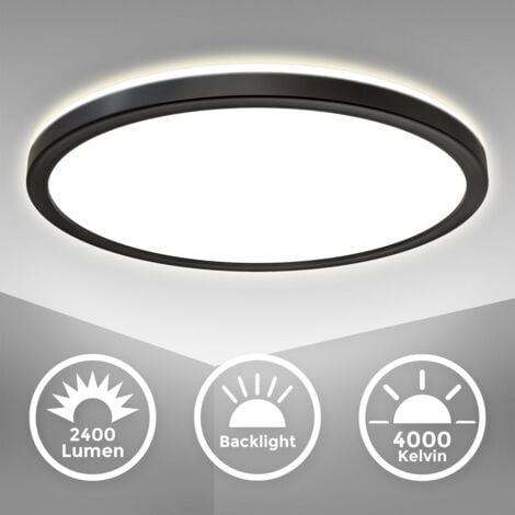 LED Panel Ø29,3 cm - 18W, 2400lm, flach, backlight, neutralweiß, schwarz