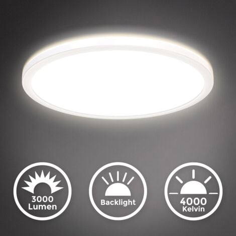 LED Panel Ø42 cm - 22W, 3000lm, dimmbar, flach, backlight, neutralweiß, weiß