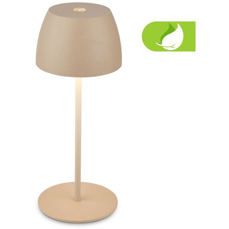 Serina Mini lampe de table led sans fil IP44, à intensité variable, tactile, anti-éclaboussures, sans fil, beige, Ø8 x 20 cm - Briloner