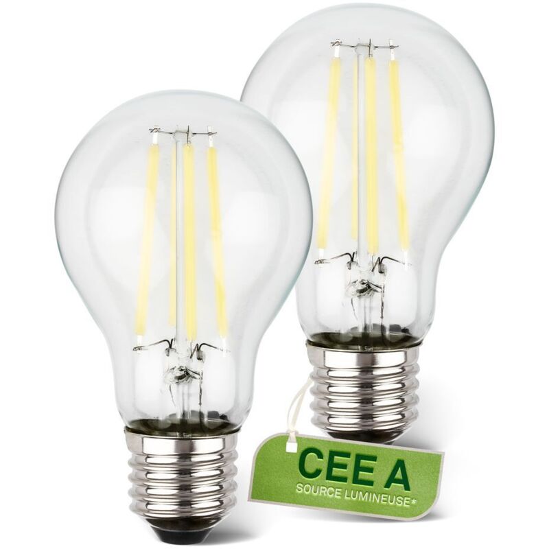 BRILONER Set of 2 A60 E27 Warm White LED Bulbs Class A in Black