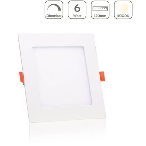 LED Panel Einbaustrahler eckig weiss dimmbar - Lichtfarbe: Neutralweiß 4000K - Ausführung: 6W 120x120mm Ausschnitt 105x105mm