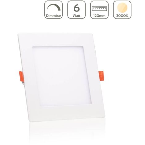 LED Panel Einbaustrahler eckig weiss dimmbar - Lichtfarbe: Warmweiß 3000K - Ausführung: 6W 120x120mm Ausschnitt 105x105mm