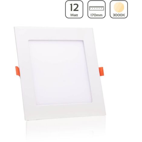 LED Panel Einbaustrahler eckig weiss - Lichtfarbe: Warmweiß 3000K - Ausführung: 12W 170x170mm Ausschnitt 155x155mm