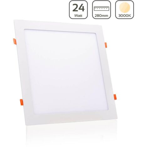 LED Panel Einbaustrahler eckig weiss - Lichtfarbe: Warmweiß 3000K - Ausführung: 24W 300x300mm Ausschnitt 280x280mm