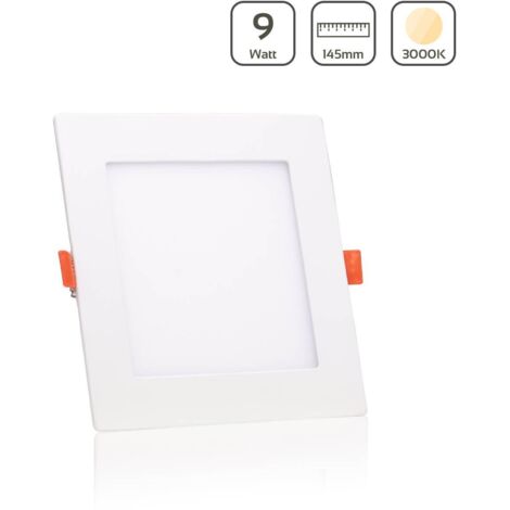 LED Panel Einbaustrahler eckig weiss - Lichtfarbe: Warmweiß 3000K - Ausführung: 9W 145x145mm Ausschnitt 135x135mm
