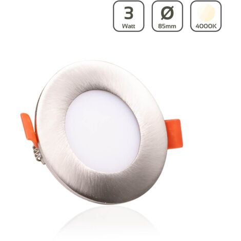 LED Panel Einbaustrahler rund silber - Lichtfarbe: Neutralweiß 4000K - Ausführung: 3W Ø85mm Ausschnitt Ø75mm