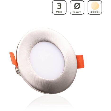 LED Panel Einbaustrahler rund silber - Lichtfarbe: Warmweiß 3000K - Ausführung: 3W Ø85mm Ausschnitt Ø75mm