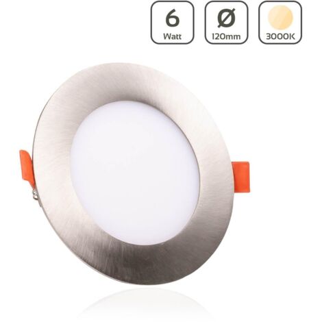 LED Panel Einbaustrahler rund silber - Lichtfarbe: Warmweiß 3000K - Ausführung: 6W Ø120mm Ausschnitt Ø110mm