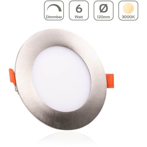 LED Panel Einbaustrahler rund silber - Lichtfarbe: Warmweiß 3000K dimmbar - Ausführung: 6W Ø120mm Ausschnitt Ø110mm