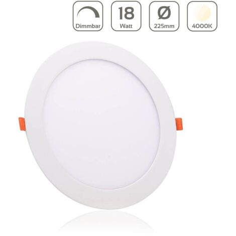 LED Panel Einbaustrahler rund weiss dimmbar - Lichtfarbe: Neutralweiß 4000K - Ausführung: 18W Ø225mm Ausschnitt Ø205mm