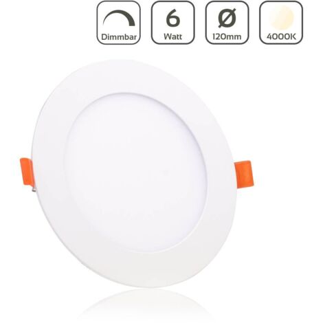 LED Panel Einbaustrahler rund weiss dimmbar - Lichtfarbe: Neutralweiß 4000K - Ausführung: 6W Ø120mm Ausschnitt Ø105mm