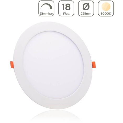 LED Panel Einbaustrahler rund weiss dimmbar - Lichtfarbe: Warmweiß 3000K - Ausführung: 18W Ø225mm Ausschnitt Ø205mm